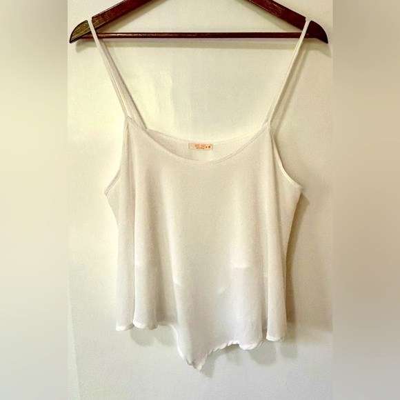 Nine Bird| Boutique Flowy Loose White Camisole w/Spaghetti Straps Size L - Picture 2 of 6